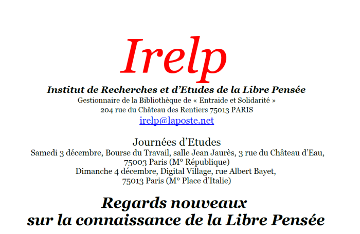 Regards nouveaux  sur la connaissance de la Libre Pensée